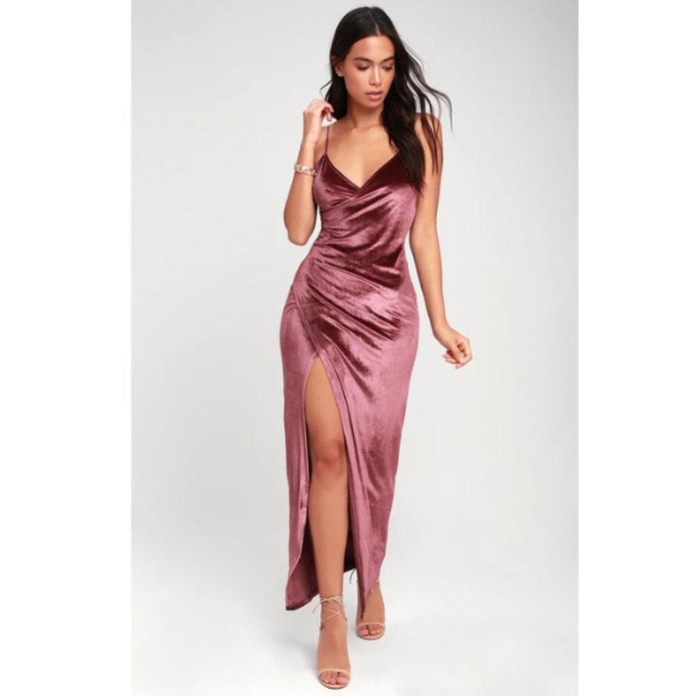 Lulus Debut Diva Mauve Velvet Maxi Dress